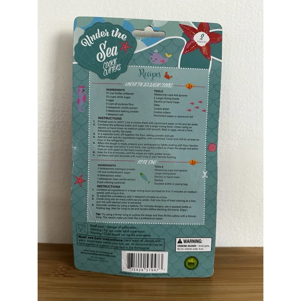 Under The Sea Cookie Cutters. Pink Mermaid & Blue Seashell‎ Cookie Cutter Set